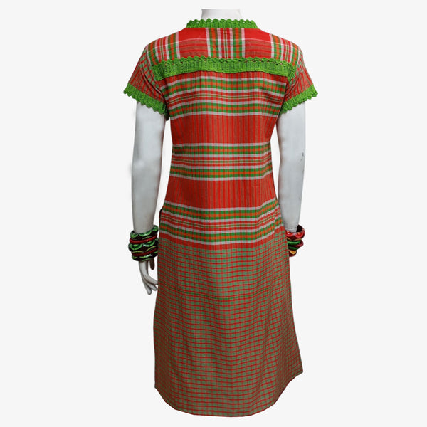 Multi Colour Artisan Gamcha Kameez with Crochet Touch