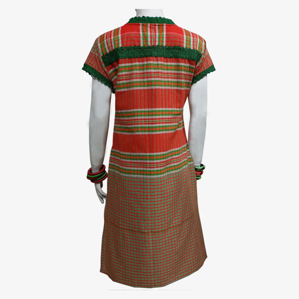 Multi Colour Artisan Gamcha Kameez with Crochet Touch
