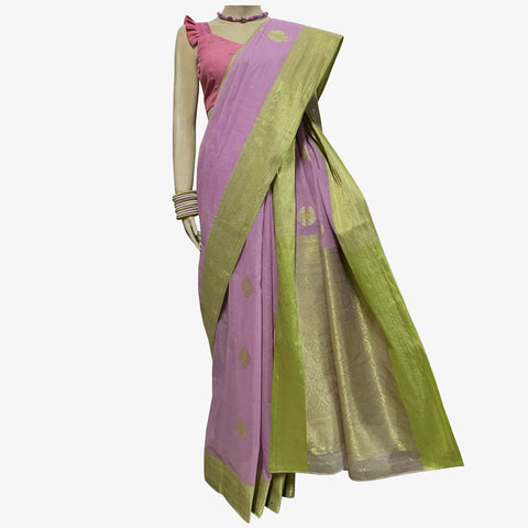 Cameo pink & Palm Colour Special Belkuchi Sari with Blouse Piece
