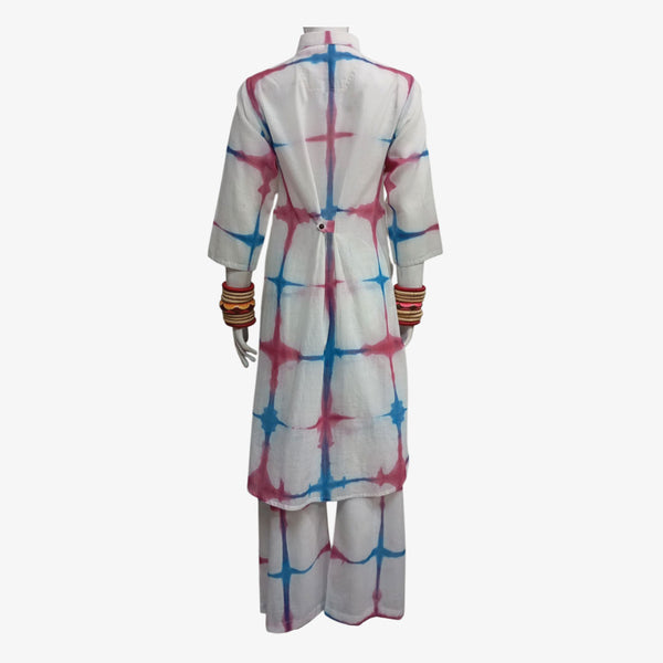 Shades of Red & Blue, White Midi Tunic