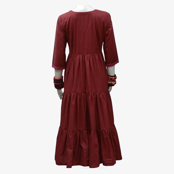 Red & Black Check Midi Dress