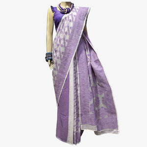 Paisley Purple & White Colour Special Belkuchi Sari with Blouse Piece