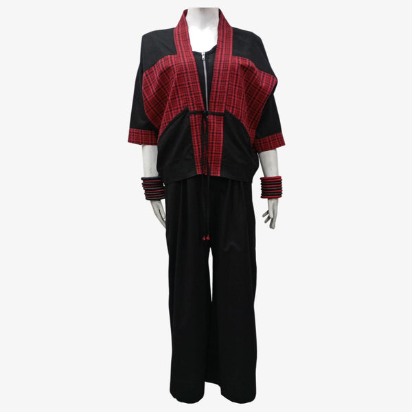Red & Black Short Kimono Jacket