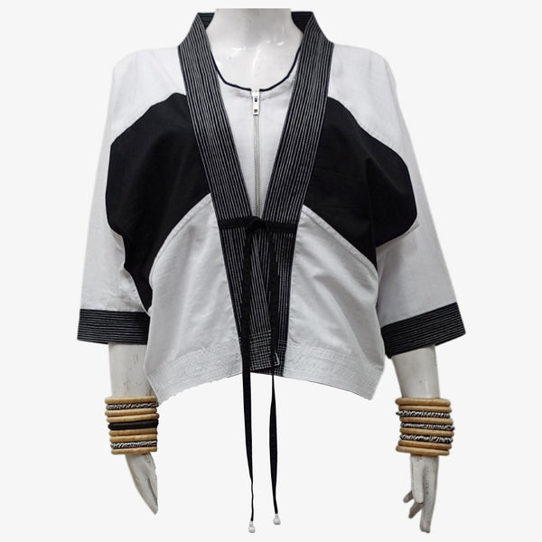 Black & White Short Kimono Jacket