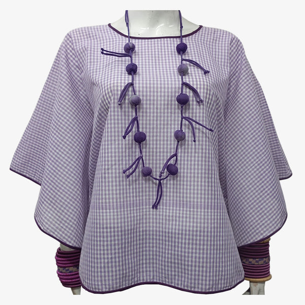 Purple & White Gingham Heritage Flow Top
