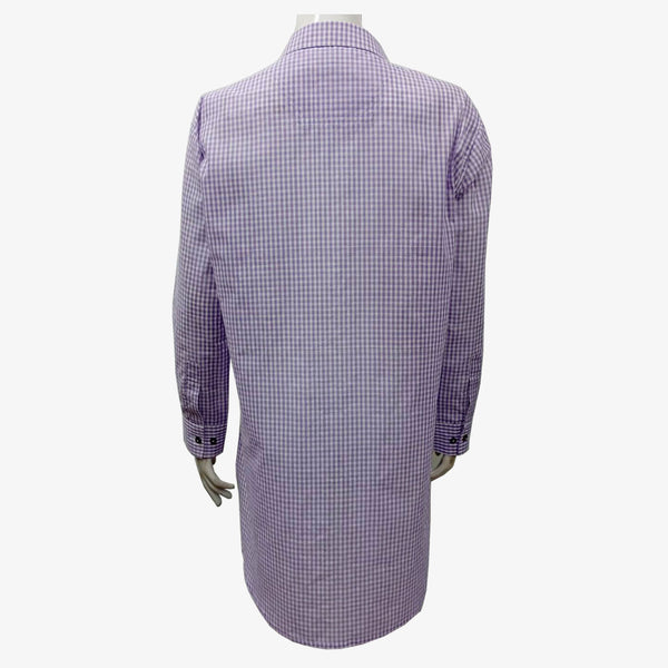 Purple & White Handwoven Cotton Gingham Long Shirt