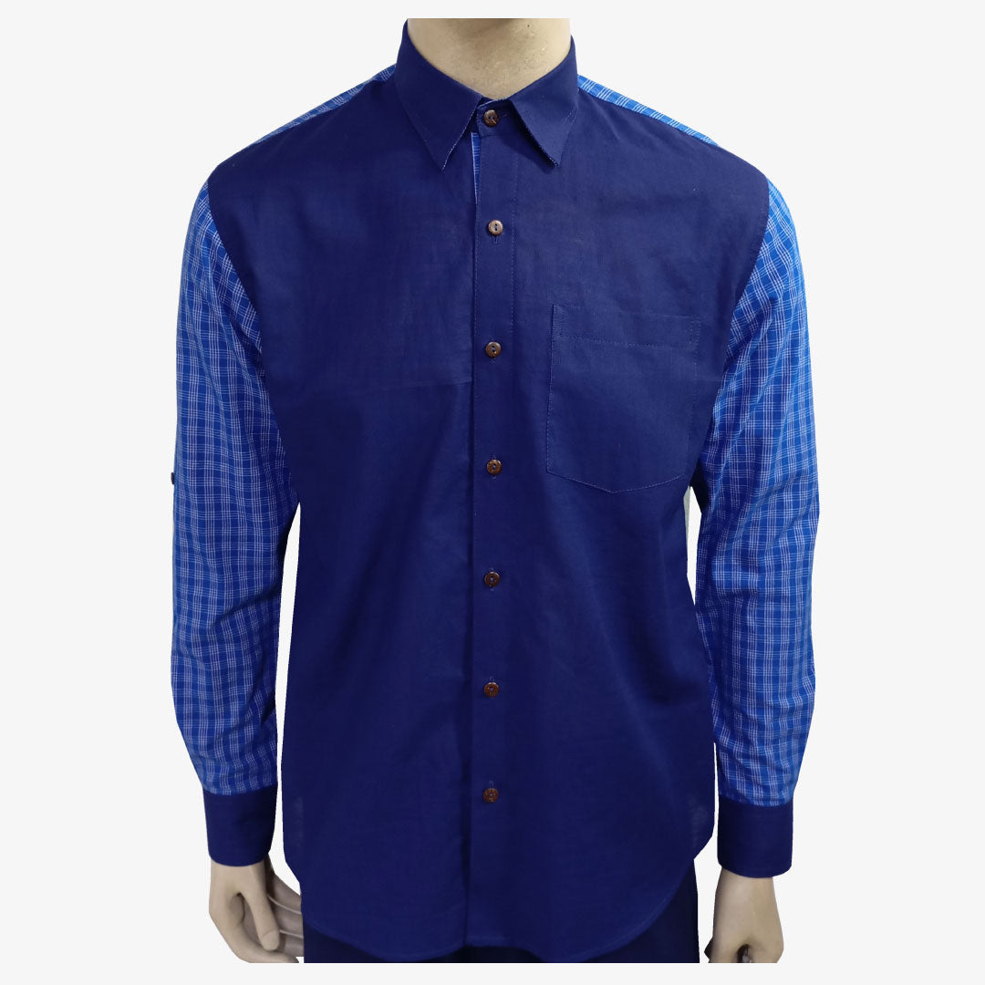 Indigo Blue with Multi colour Gamcha Check Full Sleeves Shirt