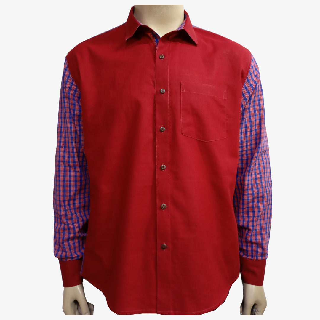 Red & Multi Colour Gamcha Check Full Sleeves Shirt