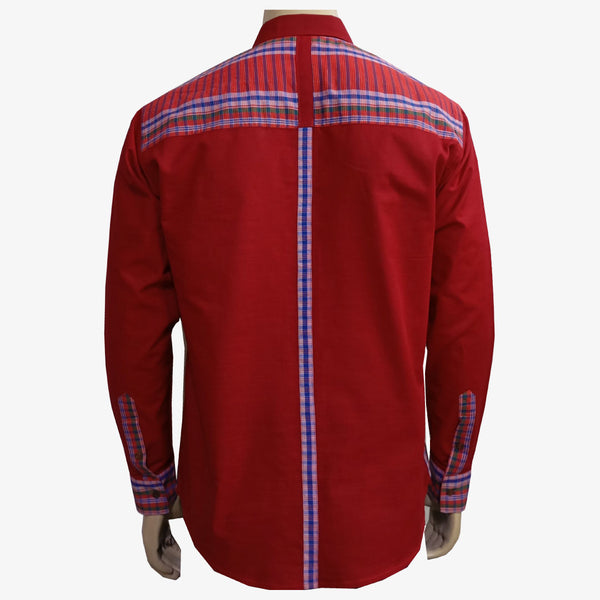 Red & Multi Colour Gamcha Check Full Sleeves Shirt