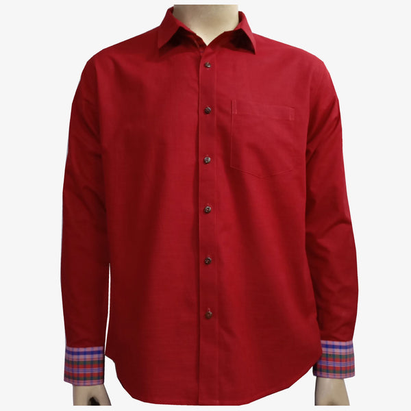 Red & Multi Colour Gamcha Check Full Sleeves Shirt