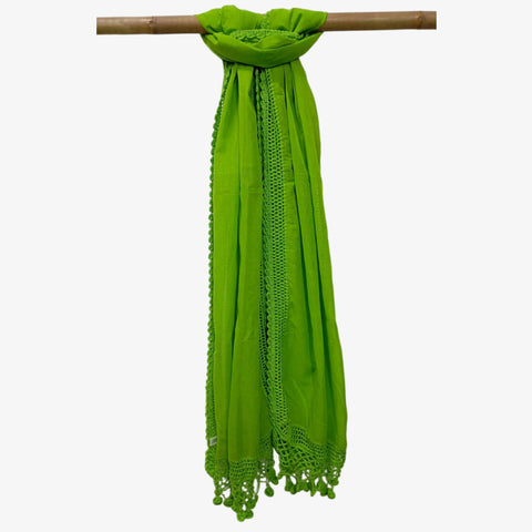 Greenery Cotton with Crochet Scarves