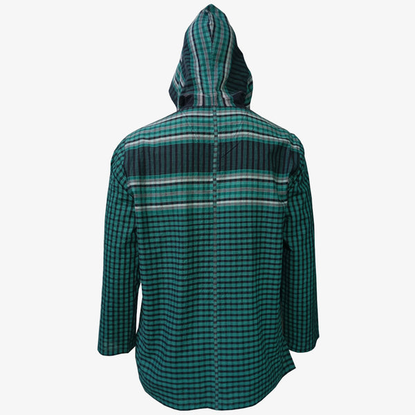 Green Colour Gamcha Check Hooded Full Sleeves Kurti