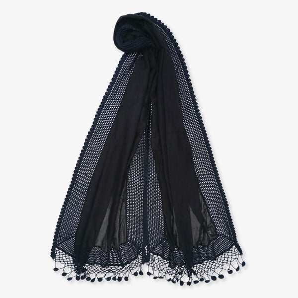 Black Cotton with Crochet Scarves