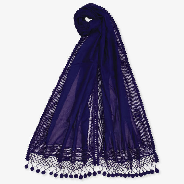 Purple Cotton with Crochet Scarves