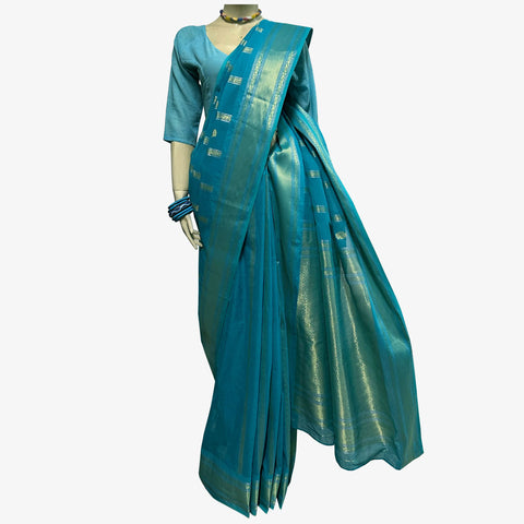 Tile Blue Colour Special Belkuchi Sari with Blouse Piece