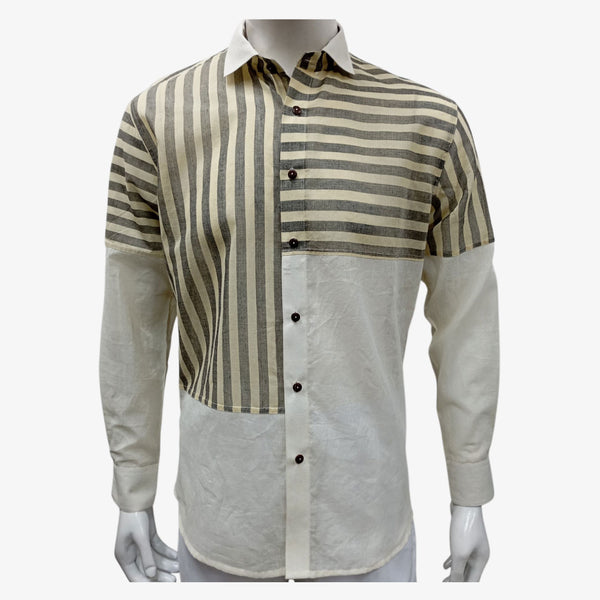 Off White & Grey Colour New Full Sleeves Shirt