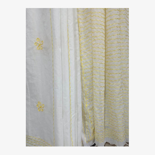 White Tangail Taater Sari with Embroidery