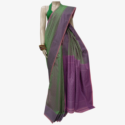 Island Green Colour Belkuchi Sari with Blouse Piece