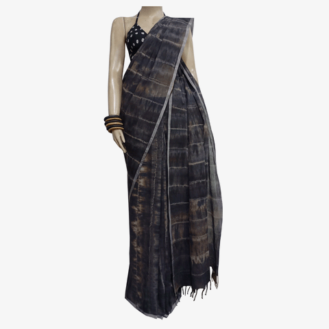 Shades of Brown & Gray Special Tie Dye Sari