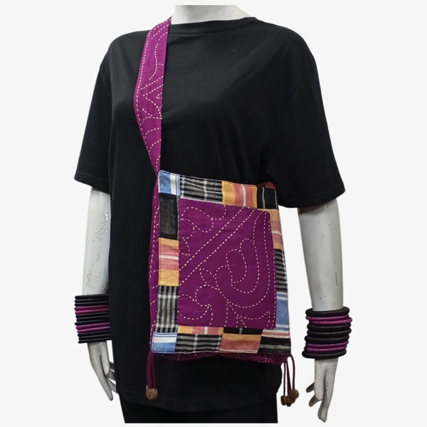 Multi Colour Patch & Kantha Jhola Bag with Pockets