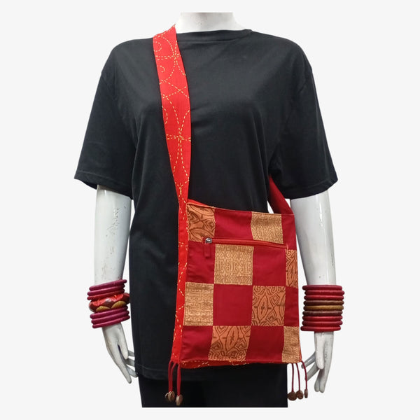 Multi Colour Patch & Kantha Jhola Bag with Pockets