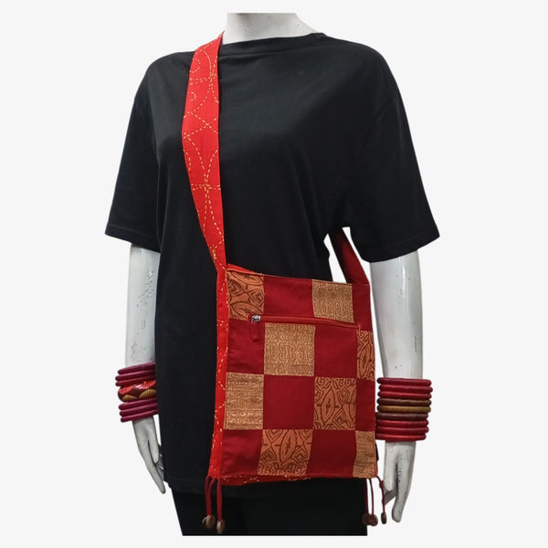 Multi Colour Patch & Kantha Jhola Bag with Pockets