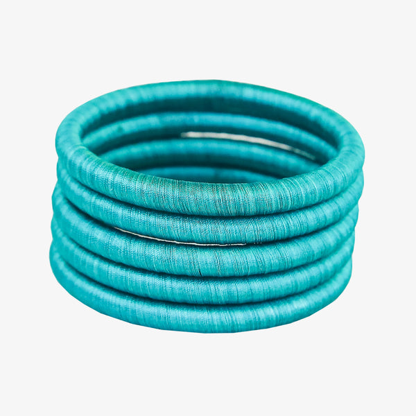 The Emerald Green Silk Yarn Bangles