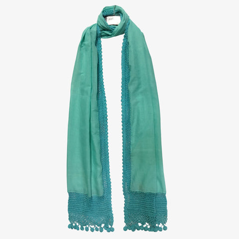 Turquoise Cotton with Crochet Scarves