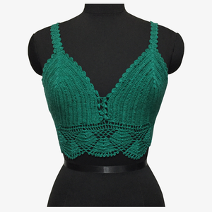 Ultramarine Green Trendy Spaghetti Strap Crochet Top